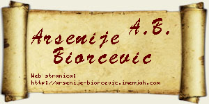 Arsenije Biorčević vizit kartica